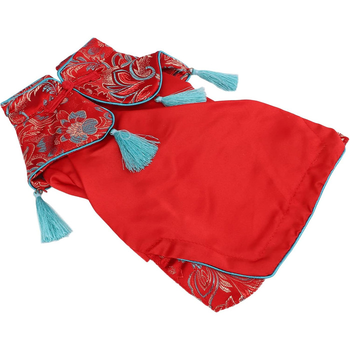 Костюм для собак і котів у стилі чеонгсам: елегантний набір Tang з атласу, м'яка бавовна, для святкування (XS)