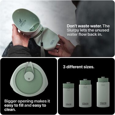 Портативна пляшка для води для собак SÄKER, 1 л, складана, для прогулянок, походів, на відкритому повітрі, як переносна миска для води, дизайн – Монреаль, 550 мл, оливковий/листяний колір для Mich (Leaf It To Me)