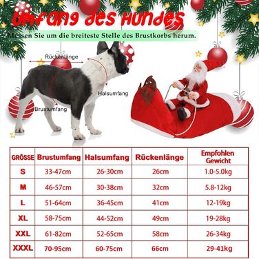 Костюм Санти для собак та котів, преміум-якість, червоний, для святкування Різдва. Розміри: S (обхват шиї 26-30 см, обхват грудей 33-47 см)