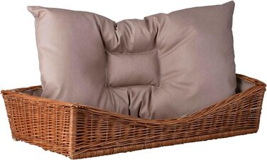 Плетіний корзинка-ліжко для собак та котів з подушкою, 80x50 см, натуральний колір, бежевий