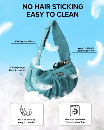 Сумка-переноска для собак та котів, широкі підплічники, регульована, ергономічна, для подорожей та прогулянок, до 5,4 кг (Pfauenblau)