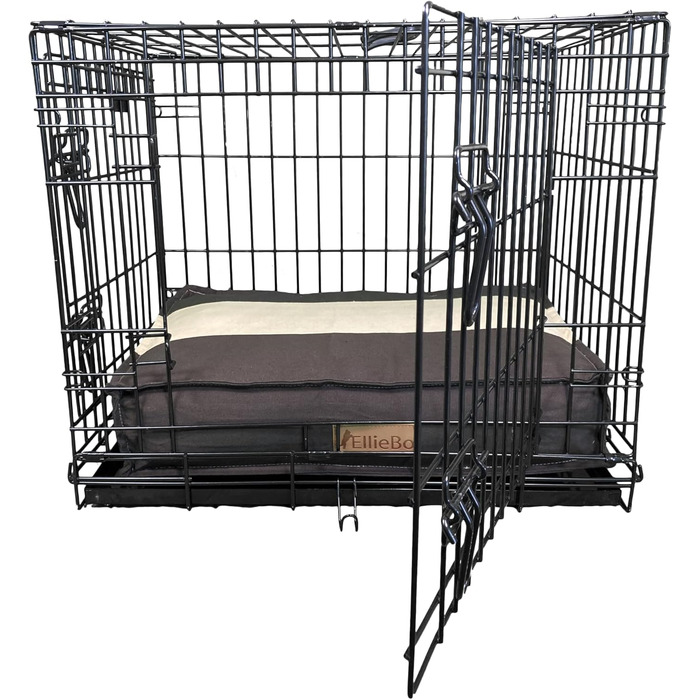 Гніздо для собак Ellie-Bo середнього розміру 71x48x10 см з стьобаним покриттям у смужку (чорний/коричневий) для клітки 76,2 см, XXL (117x75x10 см)