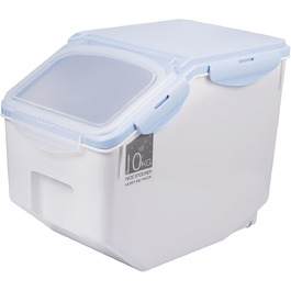 Контейнер для зберігання кормів для собак/кішок об'ємом 20 літрів, з відділенням для ласощів, герметичний, блакитний