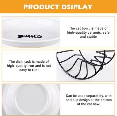 Набір з 2 керамічних годівниць для котів на підставці, підняті миски для кошенят та цуценят