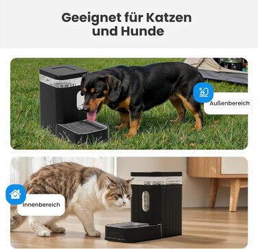 Автоматичний диспенсер води для собак та котів Gardner Pet 6.5L, годівниця, не потребує електрики, з нержавіючою чашею, велика ємність, BPA-free, безшумна, чорний