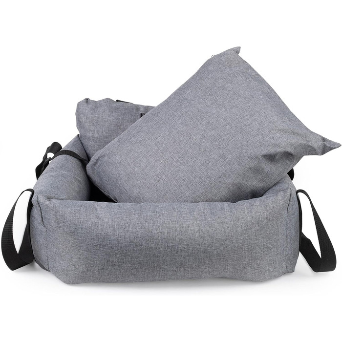 Автомобільний лежак для собак та котів | Лежак на заднє сидіння, переднє сидіння | Універсальний, миючий, сірий | Поліестер, 55 x 65 см