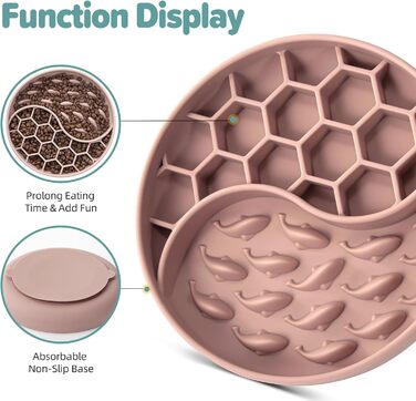 Миски для собак Slow Feeder, силіконові миски з присосками, антиковзні, для повільного годування, зменшують швидкість їжі, знімають тривогу та додають задоволення (Світло-зелений, Рожевий)