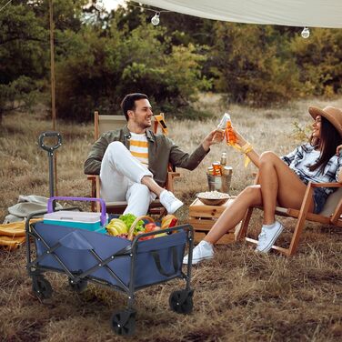 Бонло - візок-трансформер для покупок, кемпінгу та відпочинку на природі, 600D Oxford, 100 кг, сталевий каркас, блакитний