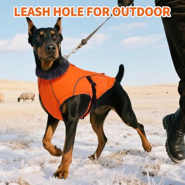 Зимний теплий жилет для собак DENTRUN з флісовою підкладкою, водонепроникний, для середніх собак, камуфляж білий (XXX-Large, помаранчевий/червоний у смужку)