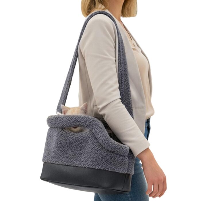 Транспортна сумка для маленьких собак - 600 г, сумка-холодильник для тварин, сумка-переноска з регульованим плечовим ременем, безпечний супутник, легкий захист на зиму | сіра