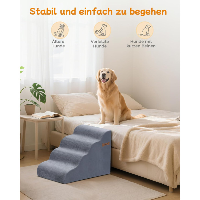 Сходинки для собак 5-ступеневі, 60 см - зручні сходи для тварин на диван та ліжко, антиковзкі, для маленьких собак та котів