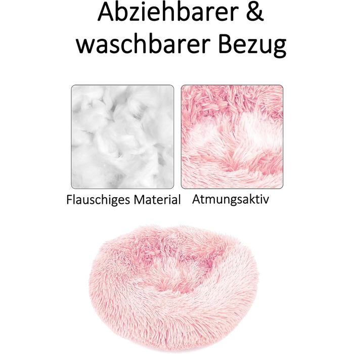 М'яке ліжко для собак та котів Donut 50см - рожеве, для маленьких та середніх порід