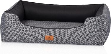 Ортопедичне собаче ліжко Knuffelwuff Sanford XXXL (155 x 105 см) - зручне диван для собак з піднятими бортиками та знімним чохлом. Підходить для великих, середніх та маленьких собак. Чорний колір, розмір: 155 x 105 x 25 см