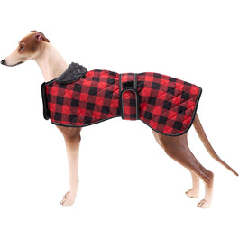 Водонепроникний теплий зимовий дощовик для собак породи Віндгаунд/Лурчер/Вхіпет, з флісовою підкладкою, червоний, розмір S (довжина спини 51-53 см)