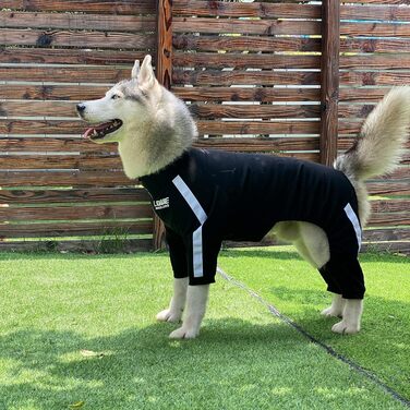Спортивний світшот для собак з блискавкою, чорний, 4-лапий комбінезон, дихаючий, зручний, для малих, середніх і великих порід, розмір XL
