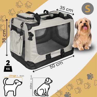 Складана переносна сумка-переноска для собак та котів Petigi (кремовий, S, 50x35x36 см)