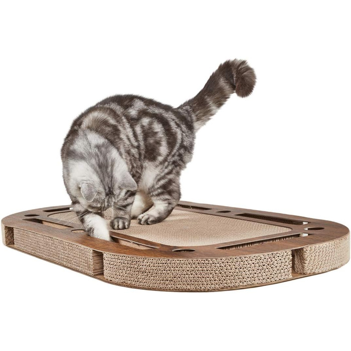 CanadianCat Company XXL ігровий майданчик для котів 85x54x5,8 см, інтерактивна когтеточка з картону в дерев’яному стилі