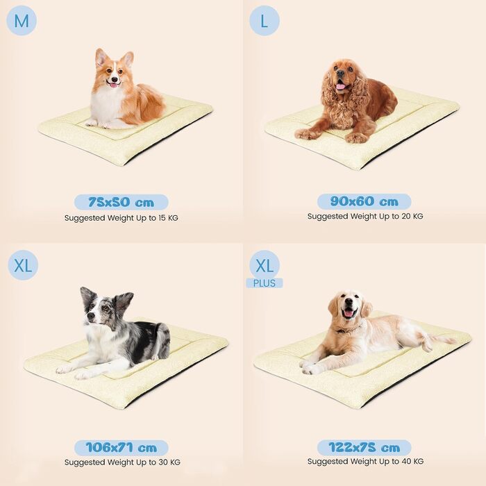 Крісло-ліжко для собак середніх порід Baodan, 90x60 см, миється, з антиковзною основою, бежеве