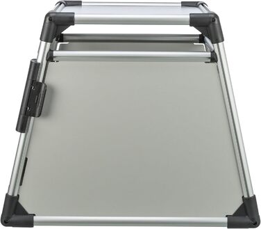 Тріксі переносна клітка для собак, алюміній, срібна, розмір S (48x57x59 см) / L (78x55x62 см), стабільна, тиха, з безпечним замком та неслизьким килимком