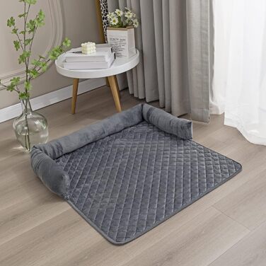 М'яке ліжко-софа для собак та котів з велюру, 75x75 см, сірий колір