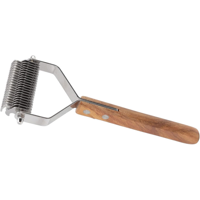 Гребінець для підшерстка собак та котів - для вичісування, видалення ковтунів, дворядний дерев'яний гребінець, щітка для грумінгу котів та цуценят