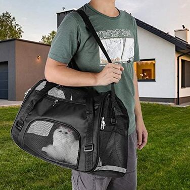 Транспортна сумка для собак та котів, складна переноска, чорна (L)