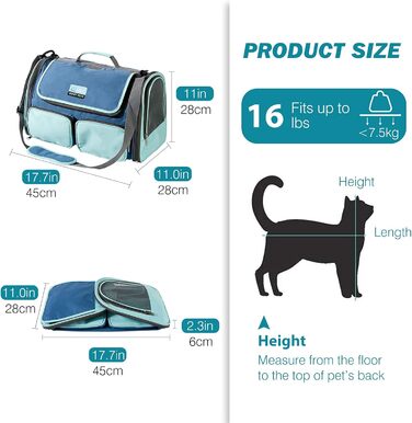 Транспортна переноска для собак та котів PETCUTE, дихаюча, складана, з м'яким матрацом, з плечовим ременем, сертифікована для авіаперевезень, жовта