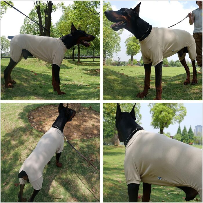 Піжама для собак Lovelonglong, бавовна, теплий боді для всіх сезонів, розмір L (3XL для великих собак), бежевий