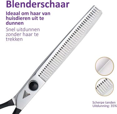 Професійний набір ножиць для грумінгу собак Achilles Pro Silver & Black 7 дюймів