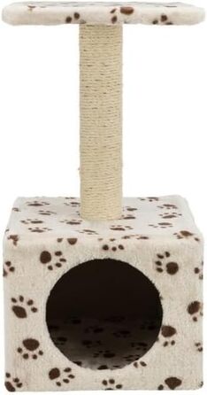 Дряпка для котів TRIXIE Zamora 60 см, бежева з відбитками лап – маленький котячий будиночок для молодих кошенят, з зручною лежанкою, комфортний та стійкий