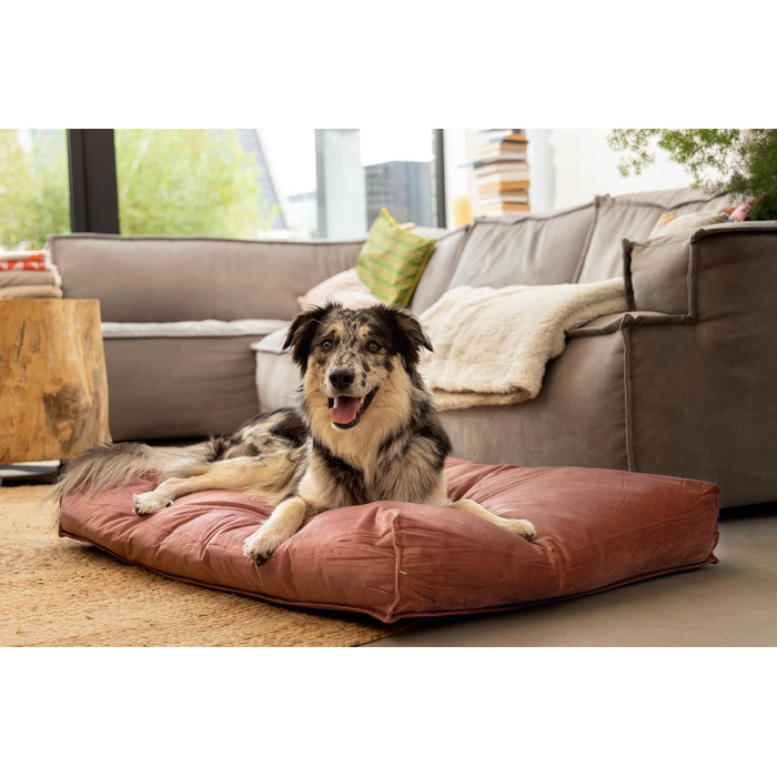 Подушка для собак Lotte Nalino, велюр, сіра (рожева), 100x70x15 см