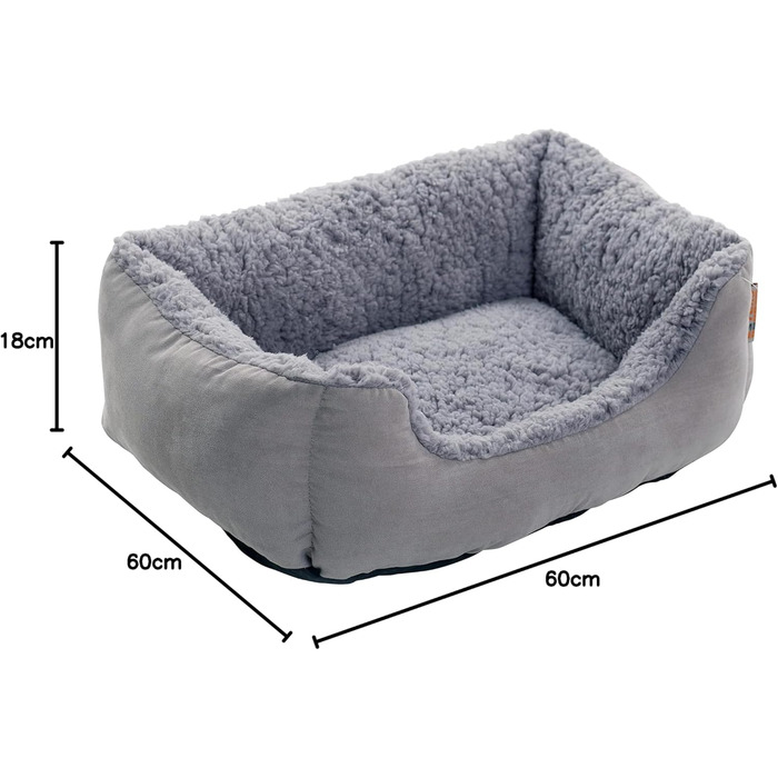 Крісло-ліжко для собак ESTEXO: м'яке, комфортне, 60x48x18 см, сірий колір