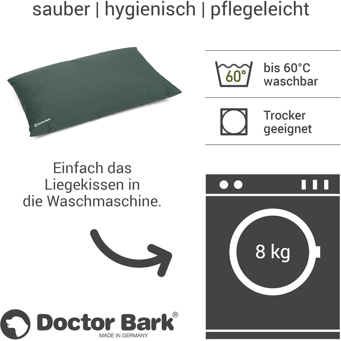 М'яке ліжко для собак великих порід Doctor Bark GreenLabel - зручне, миється, зелене (L)