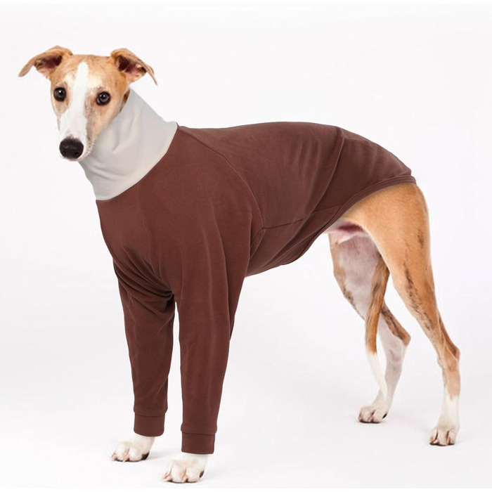 Теплий флісовий пуловер для собак середніх порід (M, Коричневий) - ідеально для Whippet