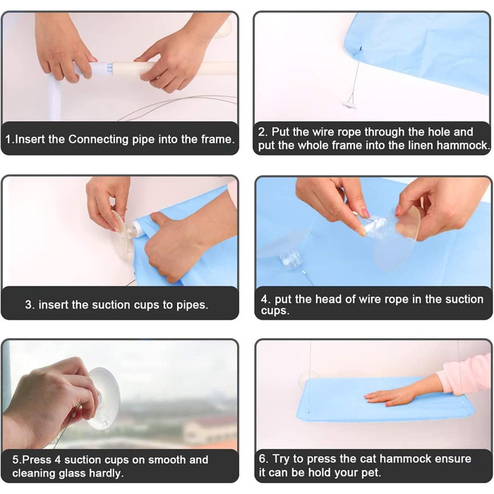 Кішка-гамак для вікна JinRui-T, лежанка для котів, безпечне сонячне ліжко з міцними присосками, кріпиться на вікно, витримує до 13,6 кг (Блакитний)