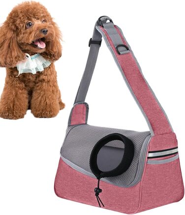 Сумка-переноска для собак та котів | Дихаюча сумка-переноска для тварин, регульована, з кишенею, рожева