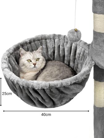 Крісло-гніздо для кота з м'якого плюшу на котячий будиночок, Ø 40 см, глибина 25 см, зручне ліжко для будь-якого котячого будиночка з різьбленням M8, міцний металевий каркас для котів будь-якого розміру, світло-сірий