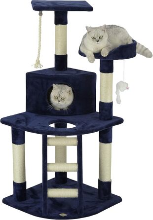 Когтеточка для котів Go Pet Club з будиночком, 63,5x81,3x120,7 см, синя
