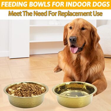 Набір з 3 преміум мисок для собак та котів Kathson з нержавіючої сталі, молоткова обробка, потовщене метал, діаметр 22,1 см, для собак та котів різних розмірів, можна складати, миються в посудомийній машині