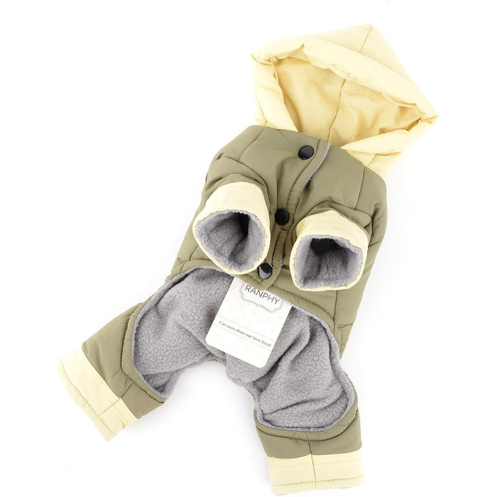 Флісова куртка для собак Ranphy з капюшоном, для маленьких собак, цуценят, з кільцем D, регульованим шнурком, утеплена, тепла, на осінь/зиму, для Чихуахуа, Йоркширського тер'єра, кота, сіра, L