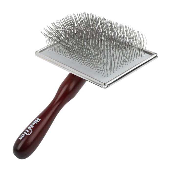 Щітка для собак та котів з дерев'яно-металевим руків'ям, самоочисна, м'яка, антик-дизайн, ергономічна, для довгошерстих порід (пудель, лабрадор)