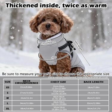 Зимовий одяг для собак ZoneYan, водовідштовхуючий та теплий, регульований, з світловідбиваючими елементами, для маленьких собак (Сірий, S)