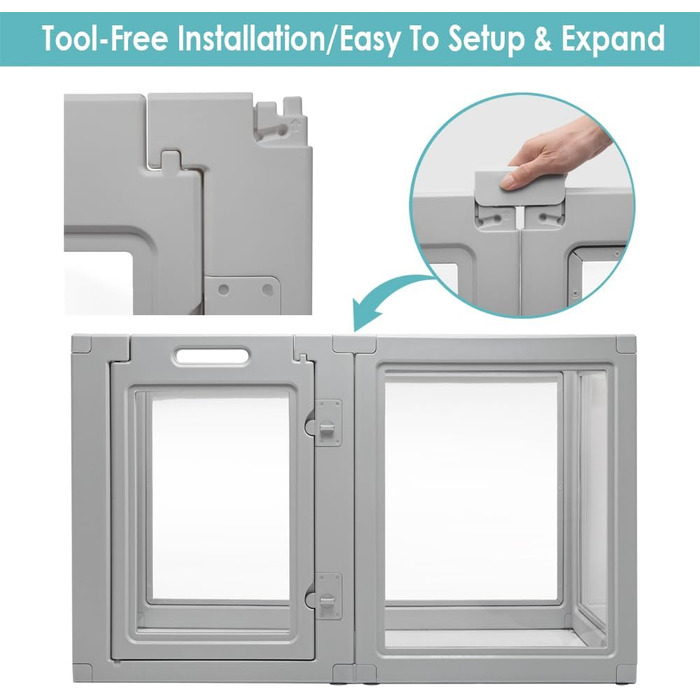 Загін для собак Front Row: міцний, прозорий, з 6 панелями, 76.2 см, для дому та саду