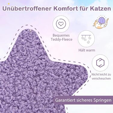 Кігтеточка для котів COSTWAY з будиночком, гамаком та іграшками, фіолетово-рожева (59x49x140 см)