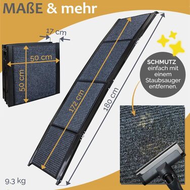 Рампа для собак Petigi 180 см, складна, з неслизьким килимком, до 90 кг