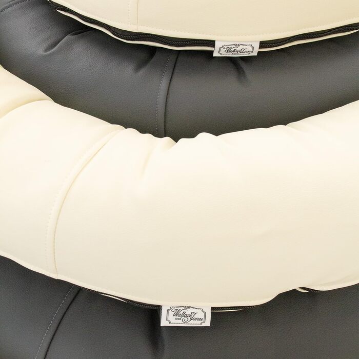 Wallace & Jones | Преміум лежанка для собак Болтон, 63x50 см, штучна шкіра, для маленьких собак, з блискавкою, що ховається, пральна, неслизька, (95 x 81 см, кремово-білий)