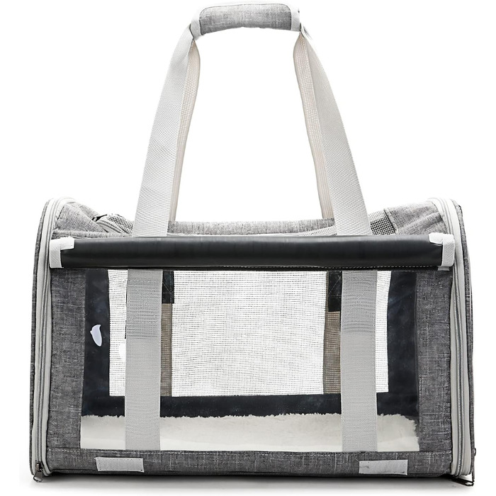 Транспортна переноска для собак та котів PETCUTE, складана, з внутрішнім ремінним кріпленням, схвалена авіакомпаніями, дихаюча, для подорожей та прогулянок (сіра)