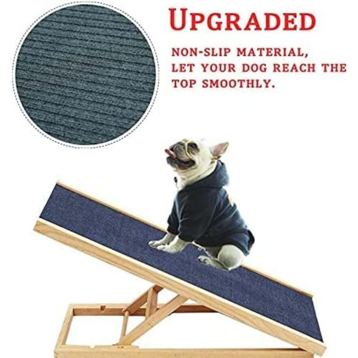 Рампа для тварин з масивного дерева, регульована висота, антиковзаючий килимок. Підходить для собак, котів, кроликів, авто, ліжка, дивану та SUV