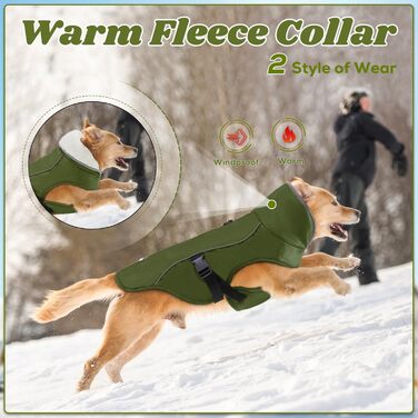 Зимова куртка для собак EMUST, тепла та вітронепроникна, однотонна, для середніх собак, зелена, розмір M