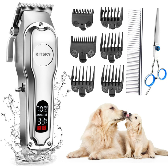 Професійний набір для грумінгу собак: тример для шерсті з акумулятором 2000mAh, 6500rpm, тиха робота, чорний колір